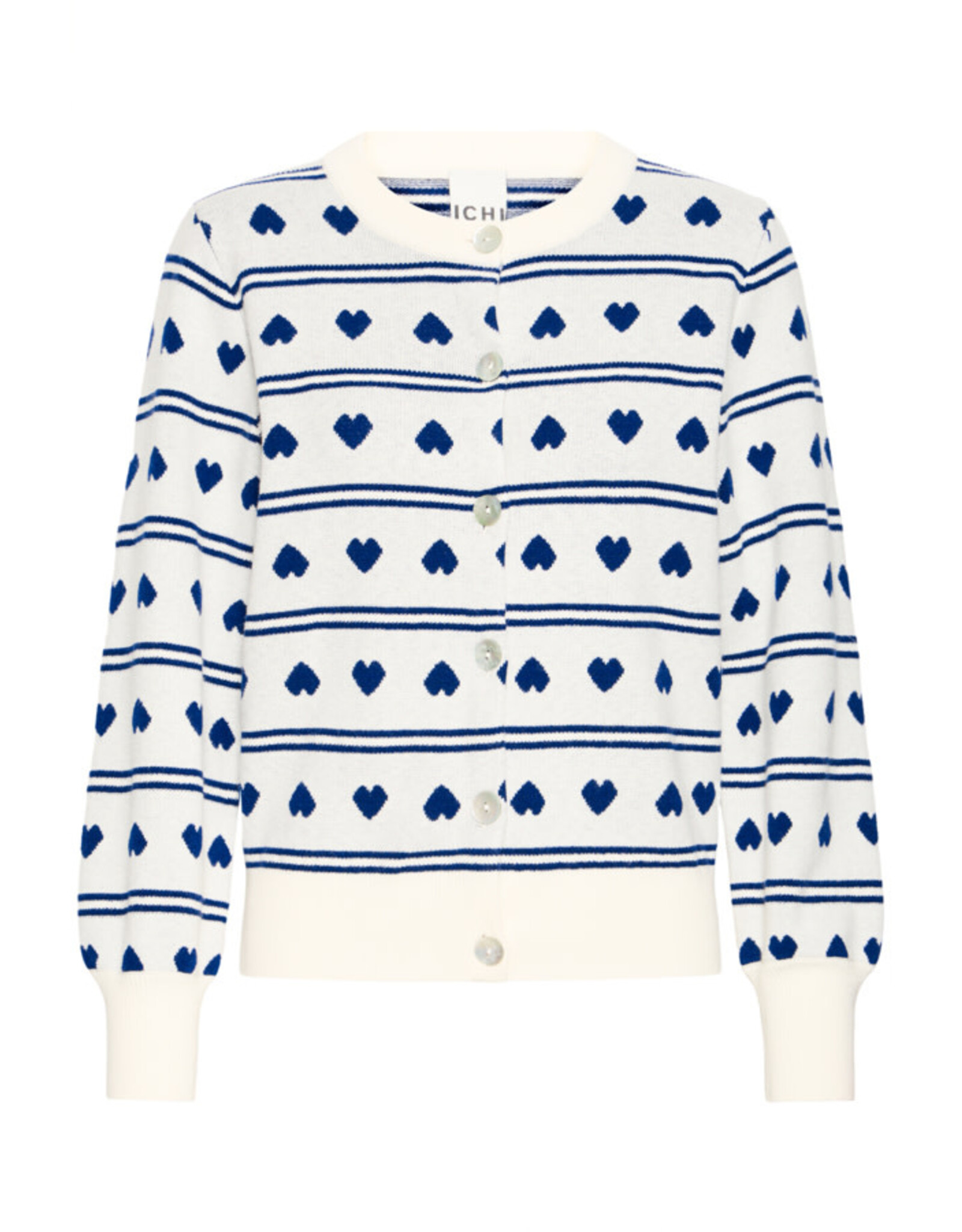 ICHI ICHI - Brielle Heart Print Cardigan (Birch / Blue)