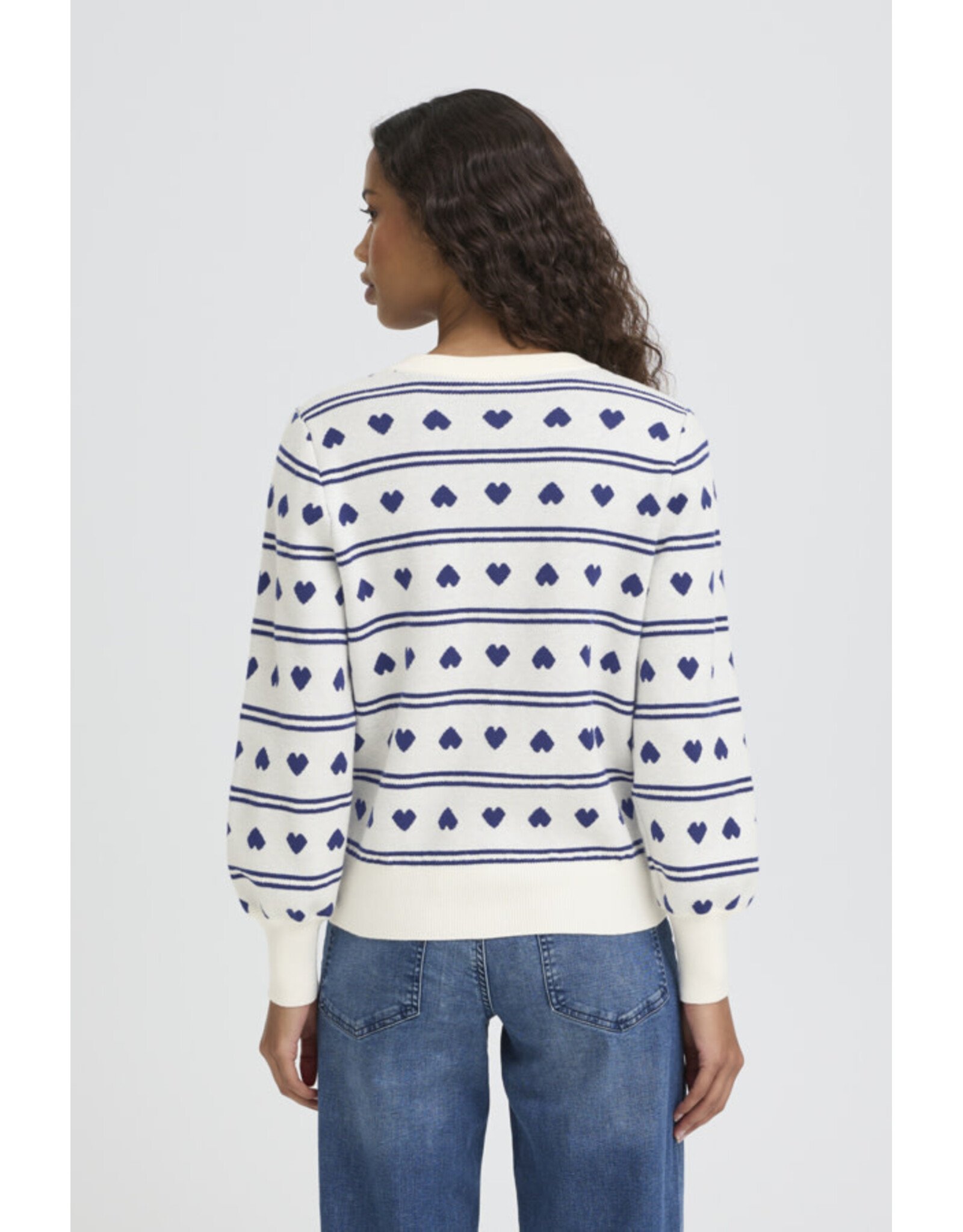 ICHI ICHI - Brielle Heart Print Cardigan (Birch / Blue)