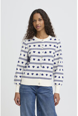 ICHI ICHI - Brielle Heart Print Cardigan (Birch / Blue)