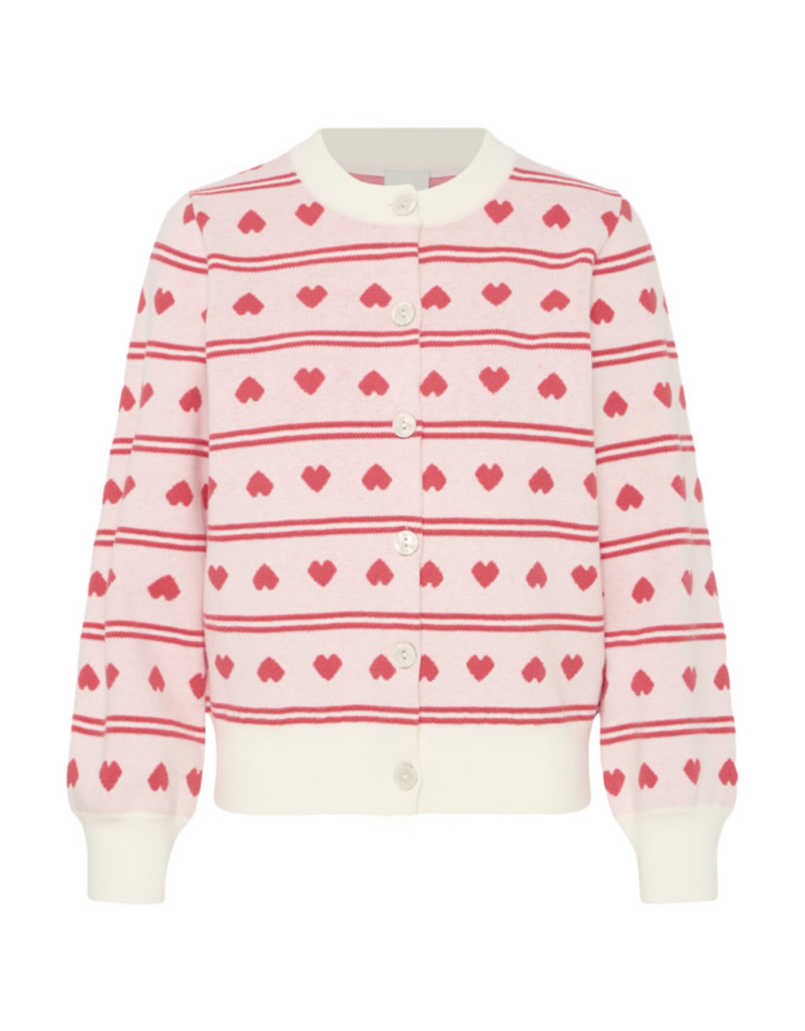 ICHI ICHI - Brielle Heart Print Cardigan (Birch / Pink)