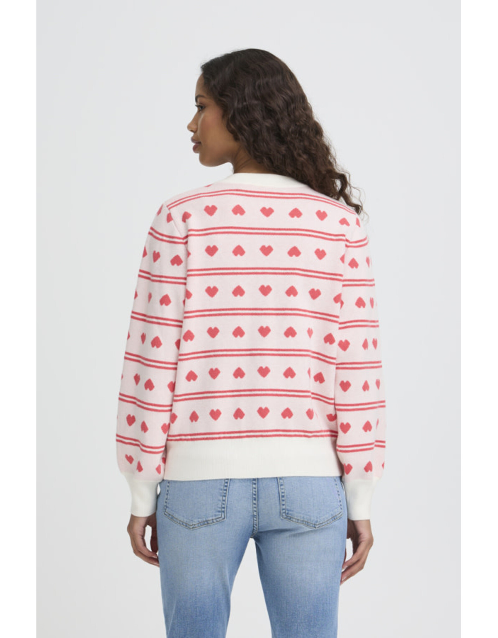 ICHI ICHI - Brielle Heart Print Cardigan (Birch / Pink)