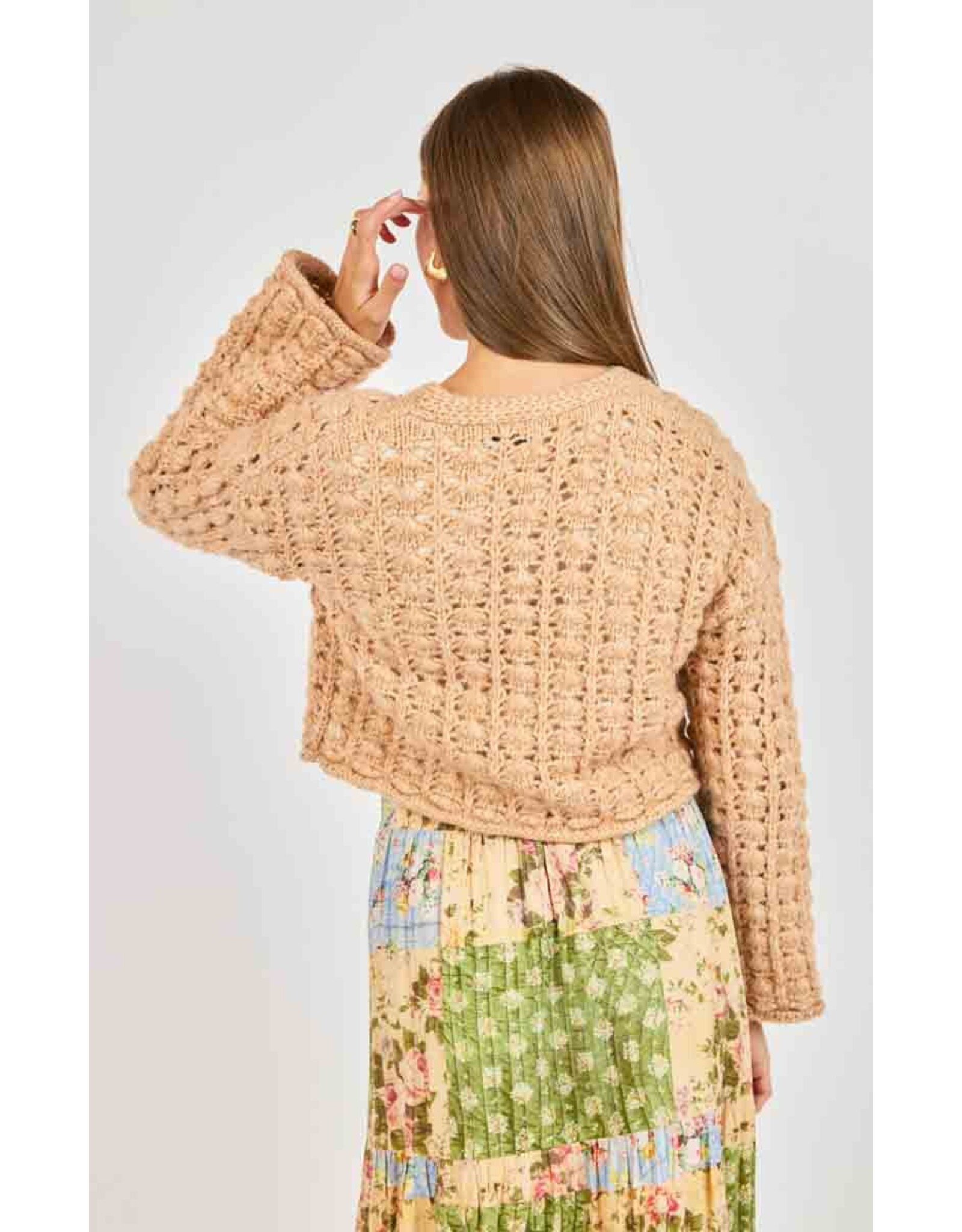 Sadie & Sage Sadie & Sage - Krista Open Knit Cardigan (Pink Beige)