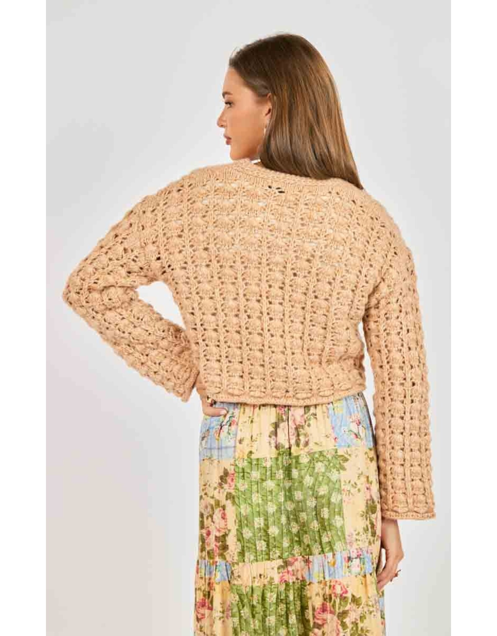 Sadie & Sage Sadie & Sage - Krista Open Knit Cardigan (Pink Beige)
