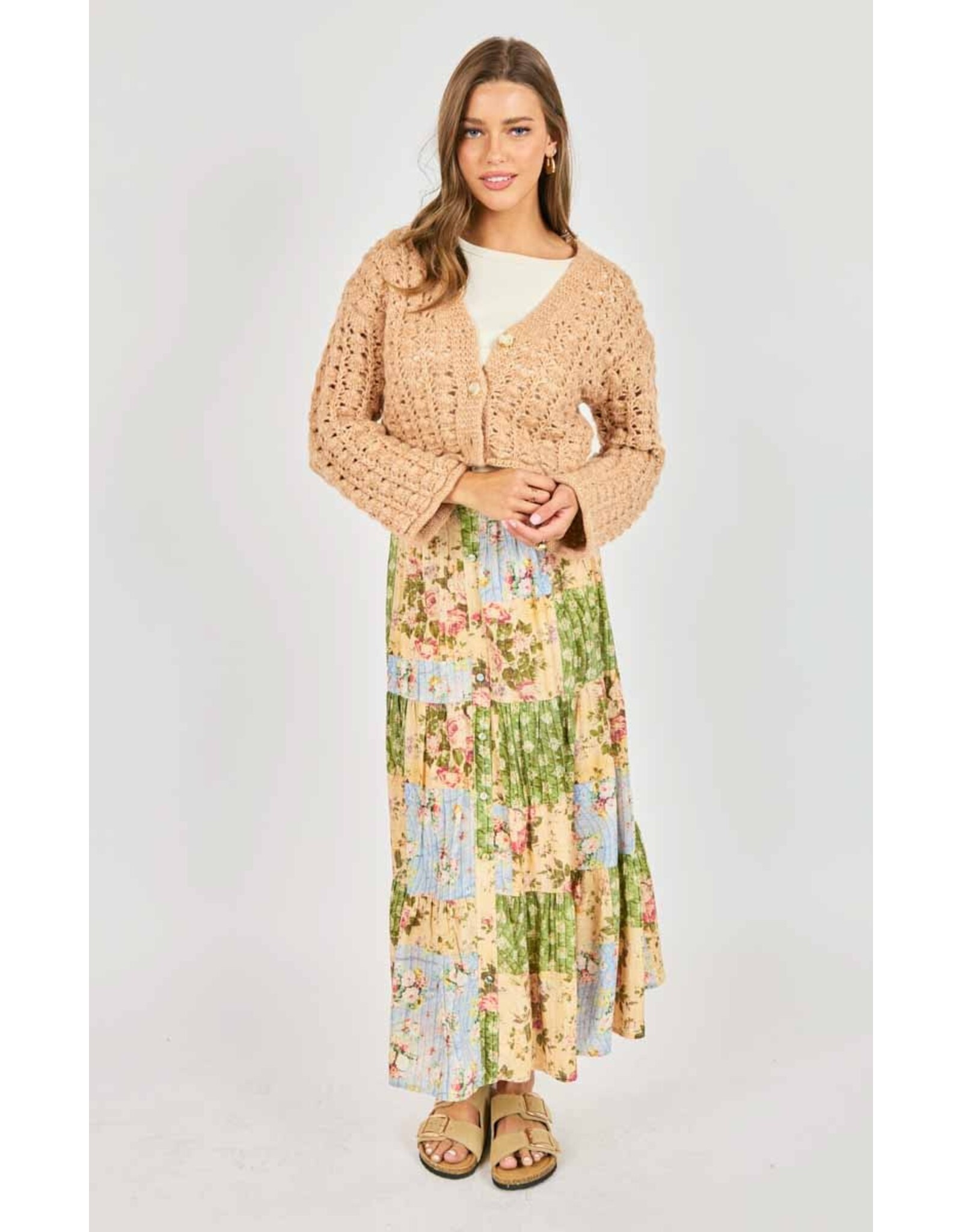 Sadie & Sage Sadie & Sage - Krista Open Knit Cardigan (Pink Beige)