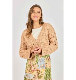 Sadie & Sage Sadie & Sage - Krista Open Knit Cardigan (Pink Beige)