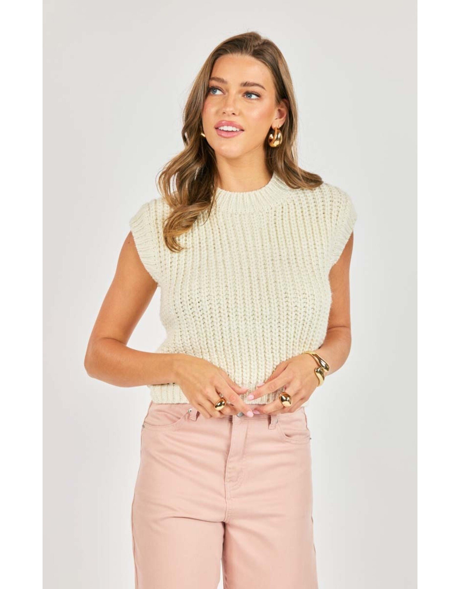 Sadie & Sage Sadie & Sage - Chunky Hand Knit Tank (Ivory)