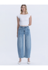 VERVET VERVET - High Waist Tie Crop Wide Barrel Jeans (Inspirational)