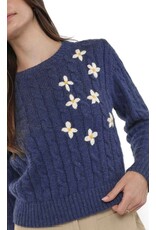 Sadie & Sage Sadie & Sage - Lulu Embroidered Daisy Sweater (Navy)
