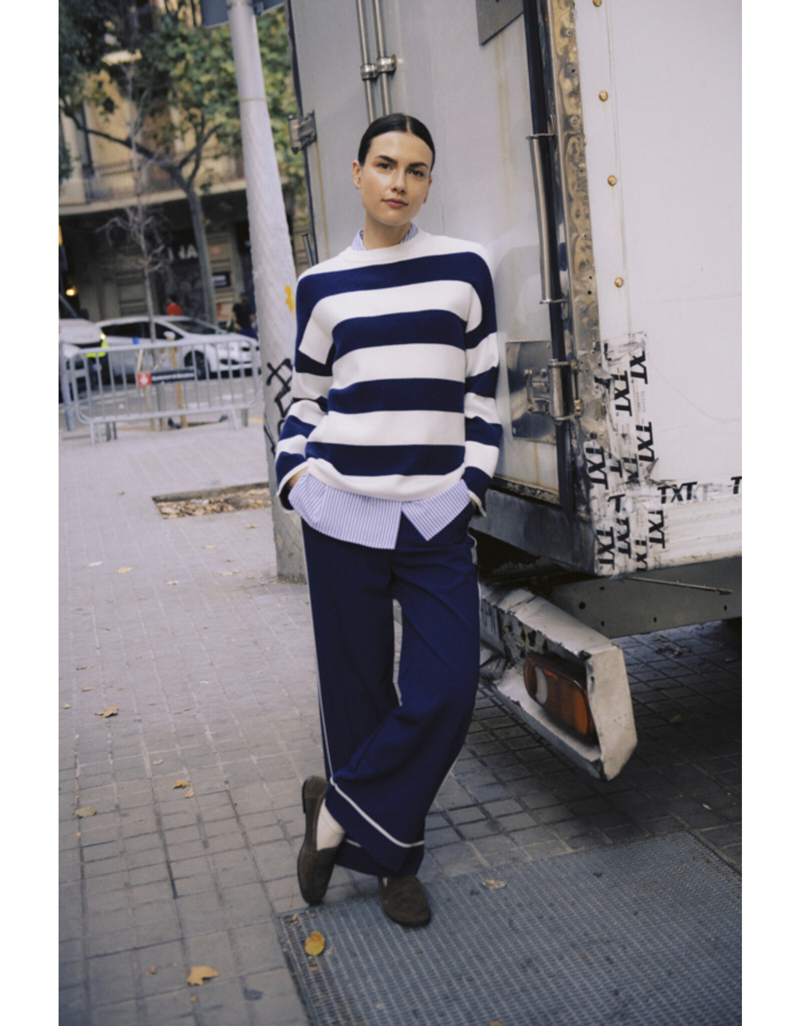 b.young b.young - Otari Stripe Jumper (Medieval Blue)