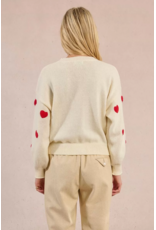Molly Bracken Molly Bracken -  Heart Print Sweater (Ecru)
