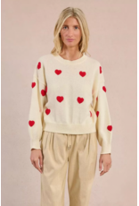 Molly Bracken Molly Bracken -  Heart Print Sweater (Ecru)