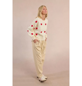 Molly Bracken Molly Bracken -  Heart Print Sweater (Ecru)