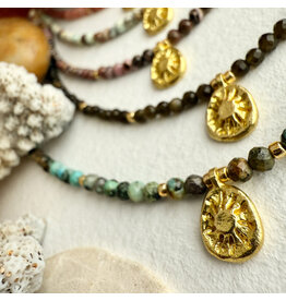 Pika & Bear Pika & Bear - "Hanalei" Natural Stone & Sun Charm Bracelet