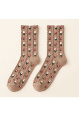 Pika & Bear Pika & Bear - "Chloe" Floral Applique and Pointelle Crew Socks (2 pack)