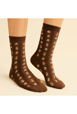 Pika & Bear Pika & Bear - "Chloe" Floral Applique and Pointelle Crew Socks (2 pack)