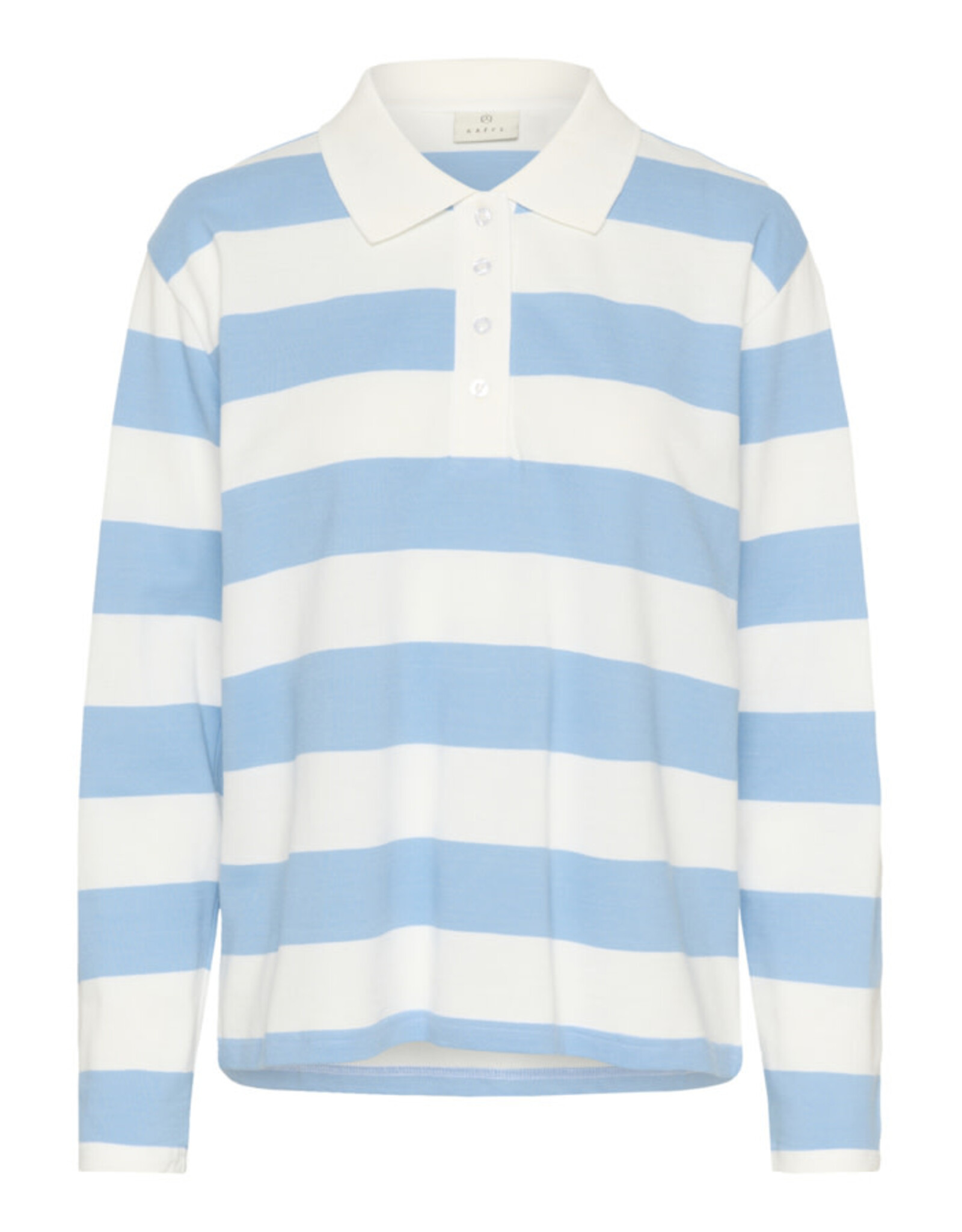 Kaffe Kaffe - Miala Long Sleeve Polo Shirt (Chalk / Powder Blue)