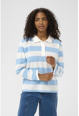 Kaffe Kaffe - Miala Long Sleeve Polo Shirt (Chalk / Powder Blue)