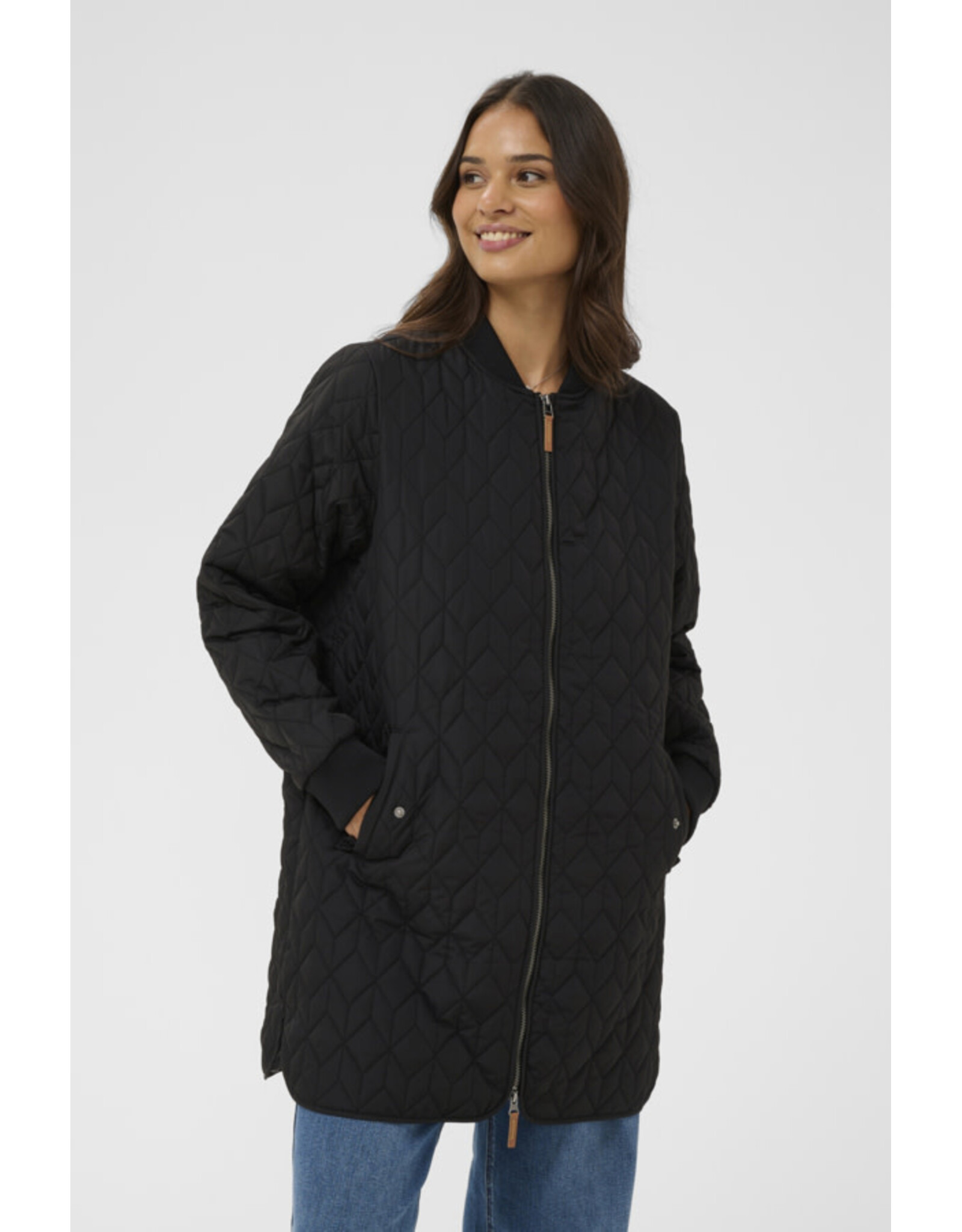 Kaffe Kaffe - Lelia Quilted Long Jacket (Black Deep)
