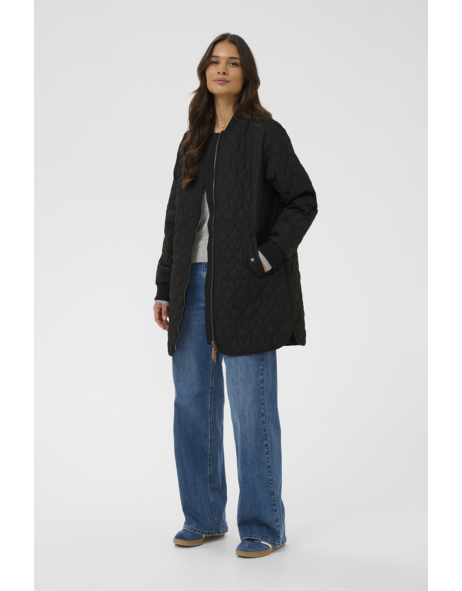 Kaffe Kaffe - Lelia Quilted Long Jacket (Black Deep)