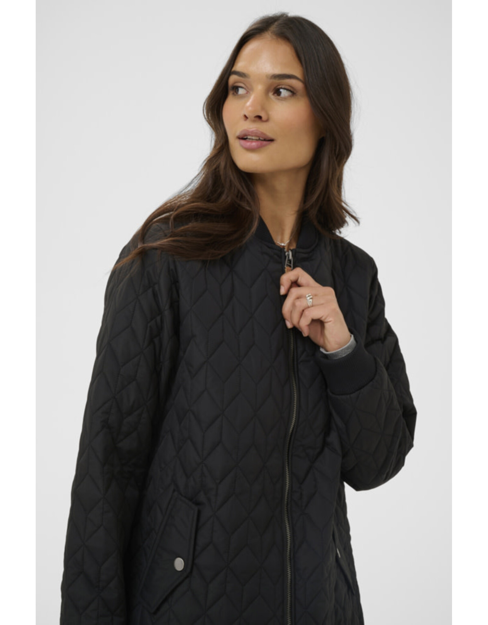 Kaffe Kaffe - Lelia Quilted Long Jacket (Black Deep)