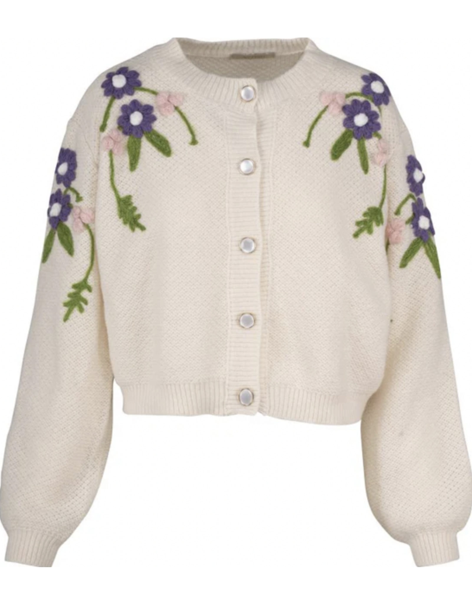 Astrid Astrid - Floral Knit Cardigan (Cream)