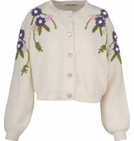 Astrid Astrid - Floral Knit Cardigan (Cream)