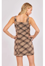 Sadie & Sage Sadie & Sage - Soho Commute Plaid Mini Dress (Brown)
