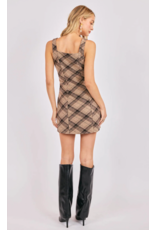Sadie & Sage Sadie & Sage - Soho Commute Plaid Mini Dress (Brown)