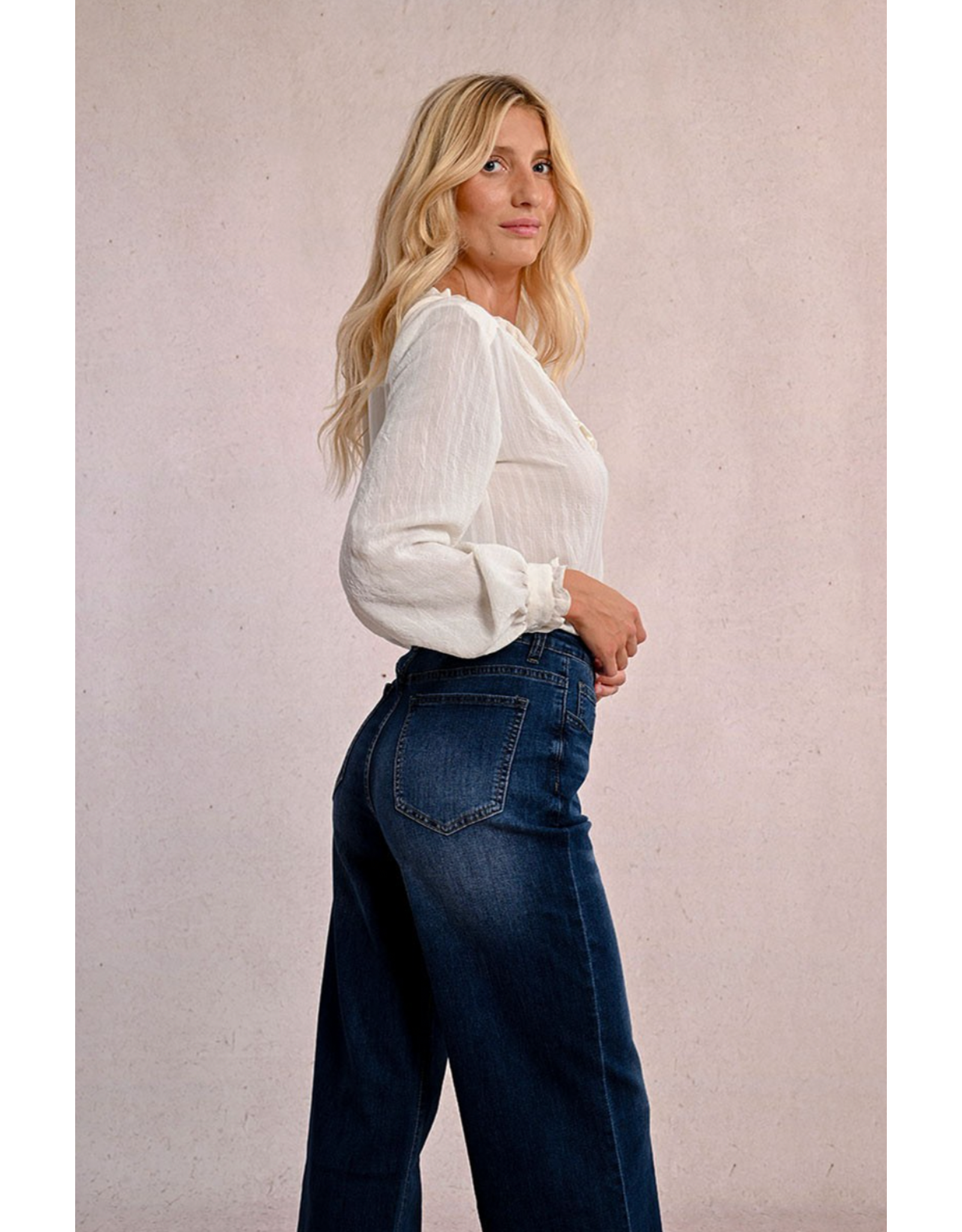 Molly Bracken Molly Bracken - High Waisted Wide leg jeans (Denim Dark Blue)