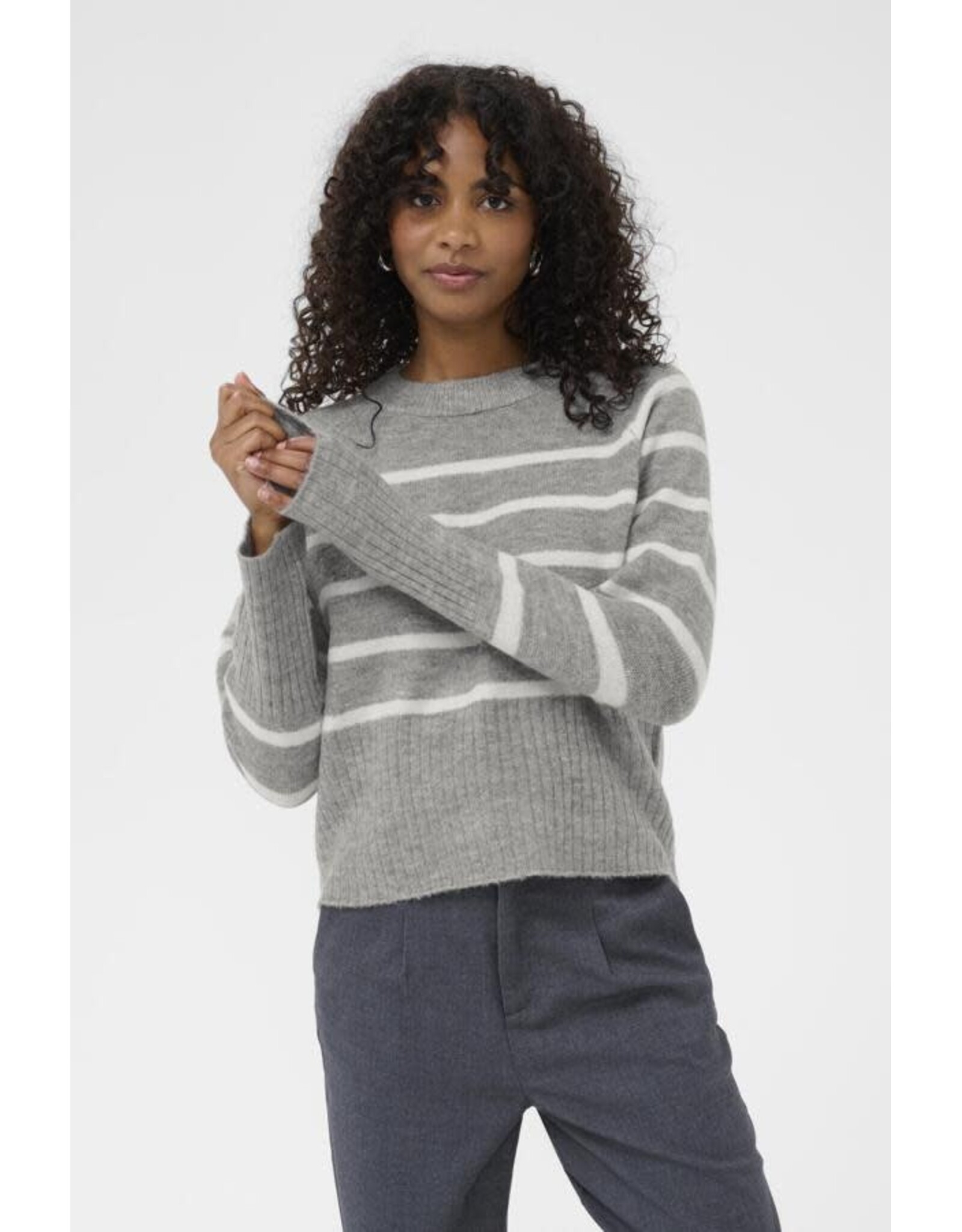 Kaffe Kaffe - Erin Knit Pullover (Light Grey Melange)