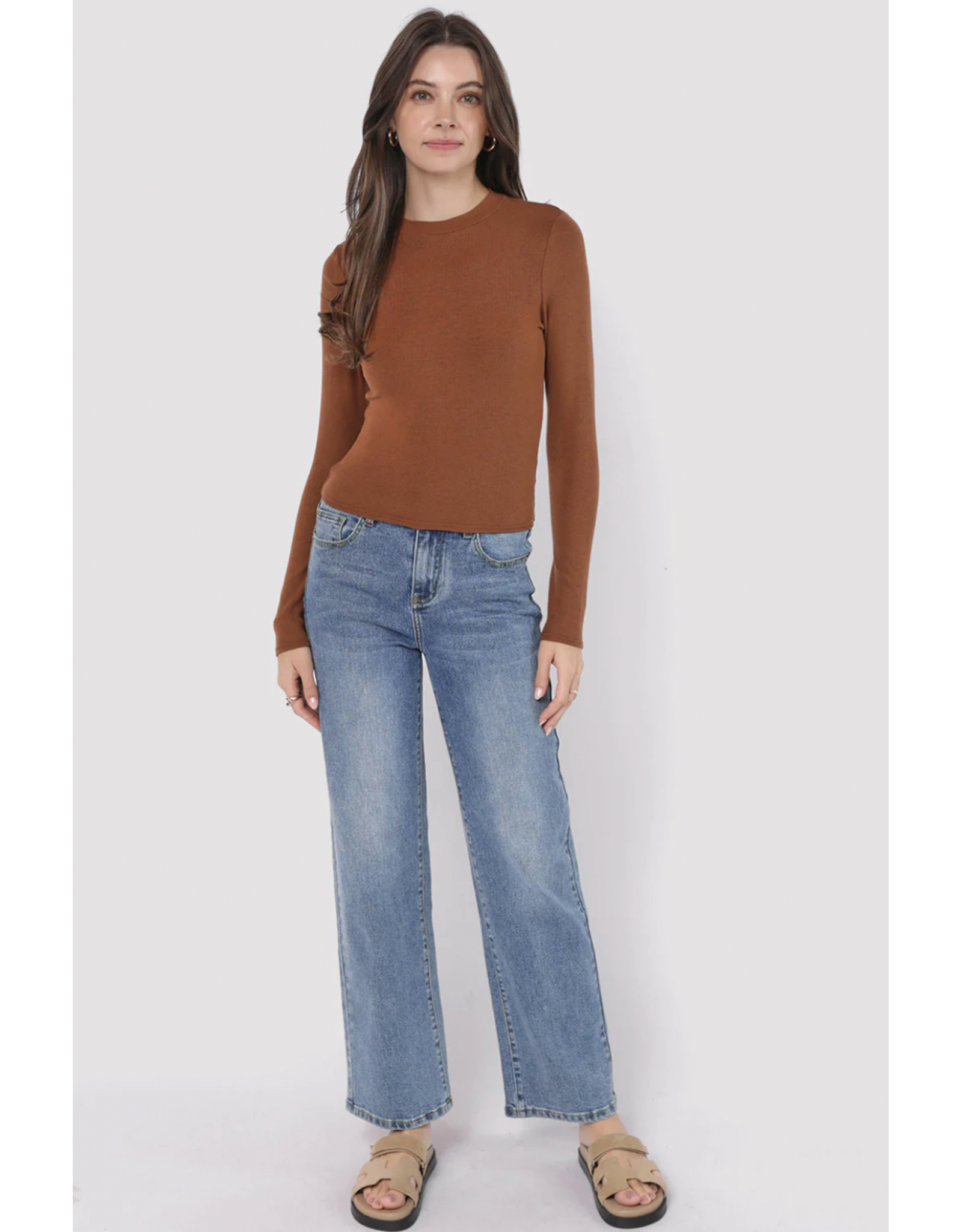 Sadie & Sage Sadie & Sage - Ronan Boat Neck Top (Dark Brown)