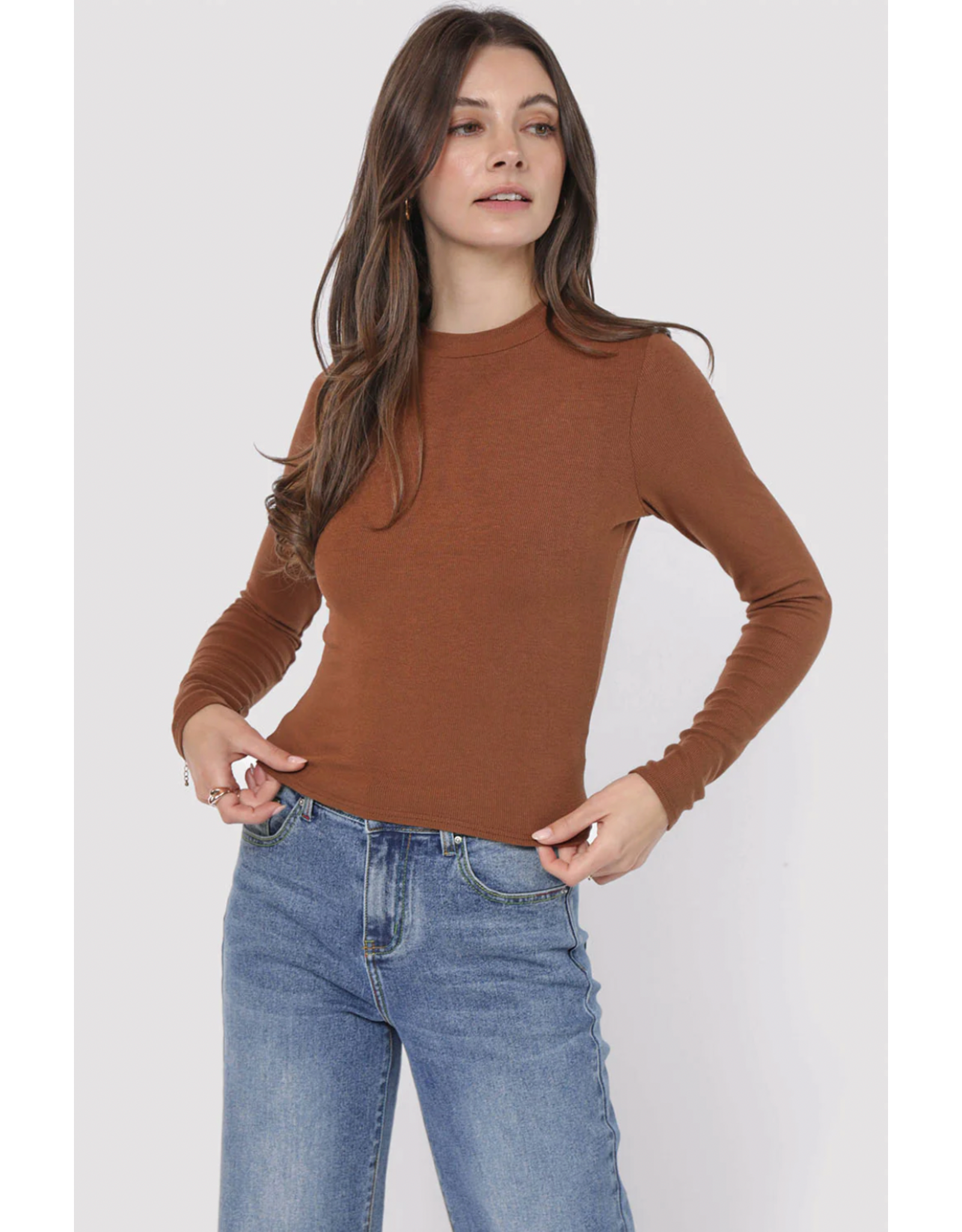 Sadie & Sage Sadie & Sage - Ronan Boat Neck Top (Dark Brown)