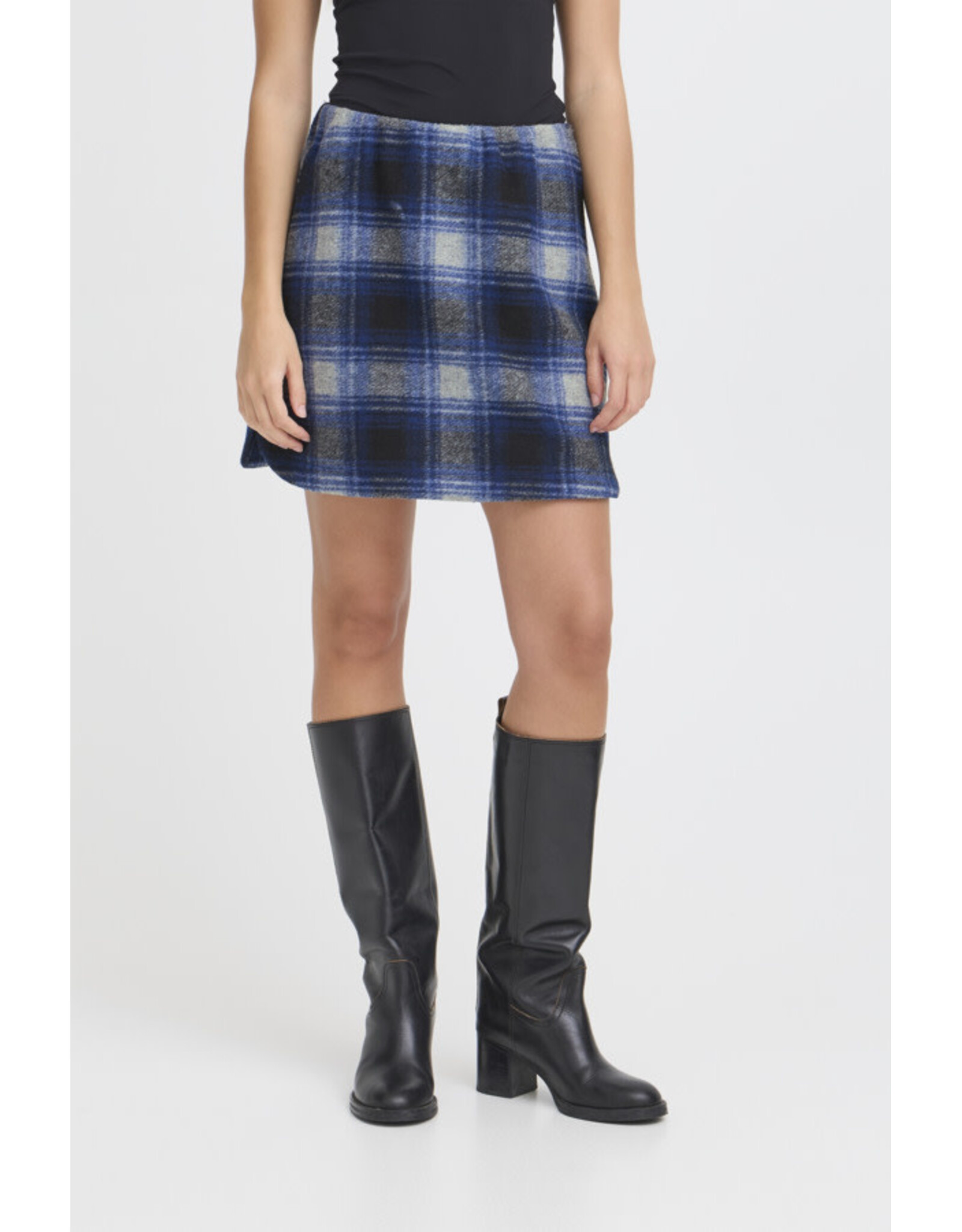 ICHI ICHI - Wooly Check Skirt (Navy Peony)