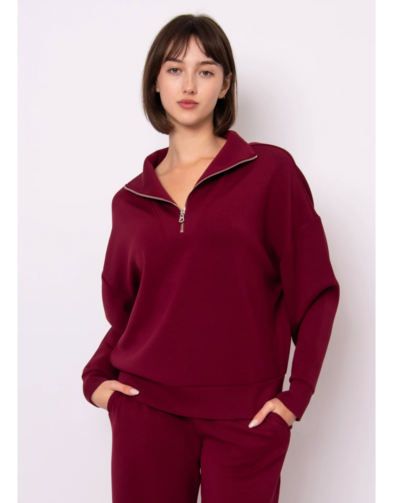 RD Style RD Style - Seanni Soft Knit Long Sleeve Half Zip (Oxblood)