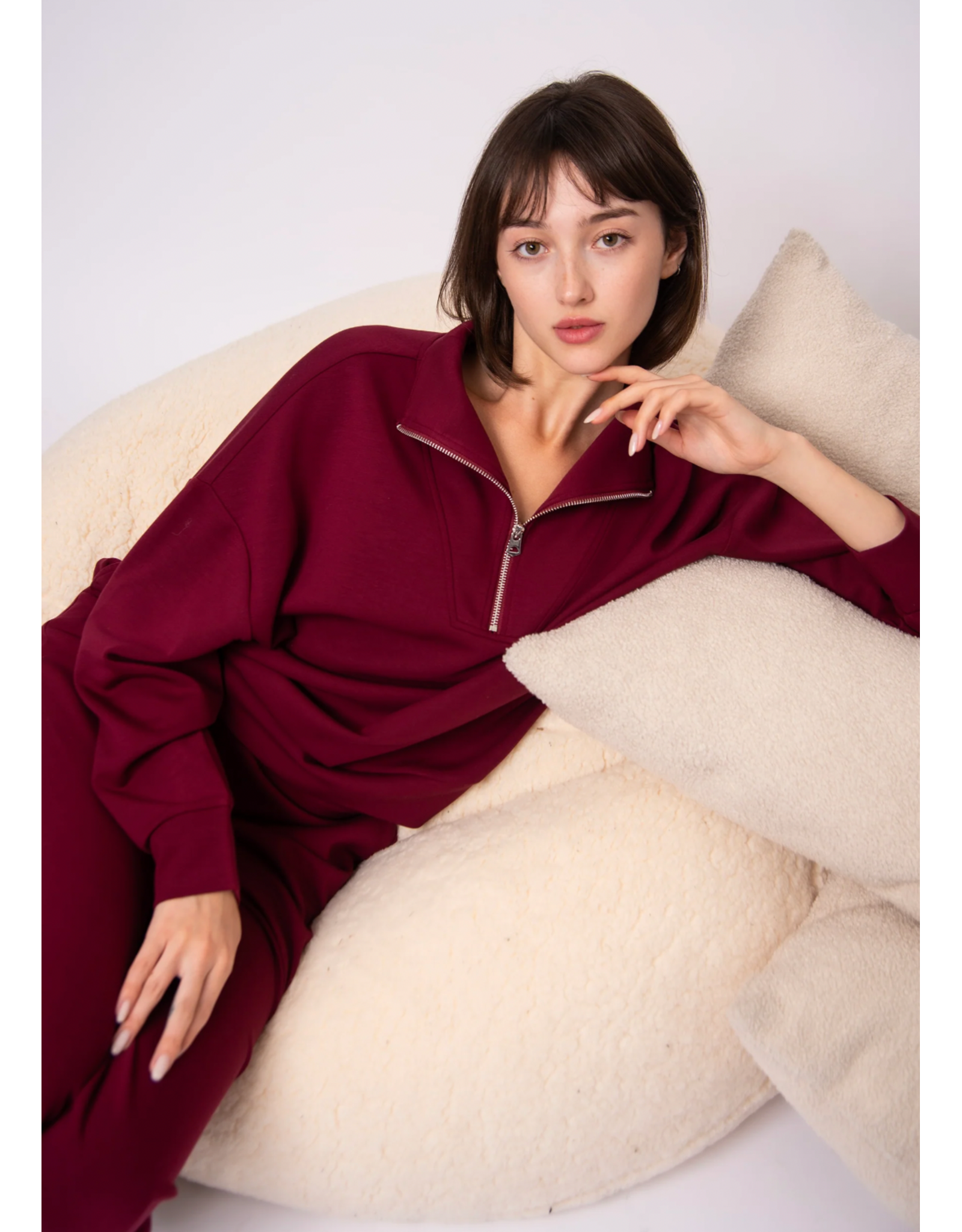 RD Style RD Style - Seanni Soft Knit Long Sleeve Half Zip (Oxblood)
