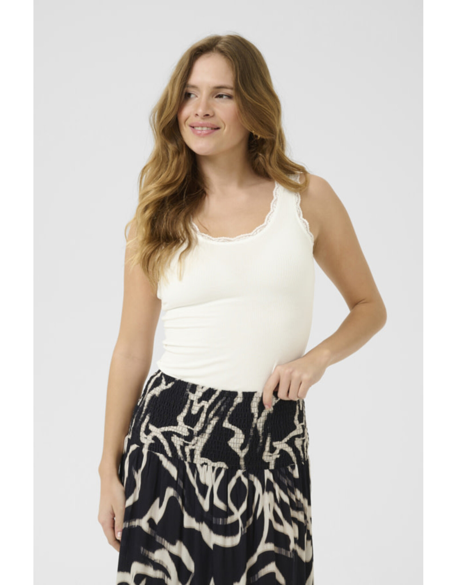 Kaffe Kaffe - Omi Lace Trim Tank (Chalk)