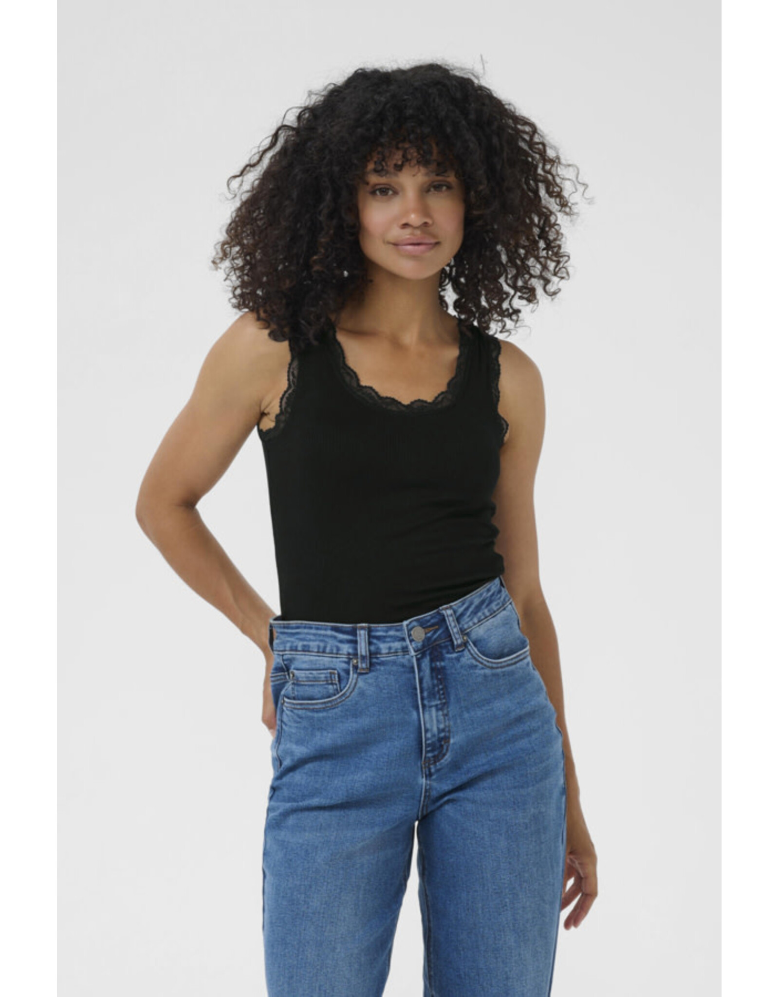 Kaffe Kaffe - Omi Lace Trim Tank (Black Deep)