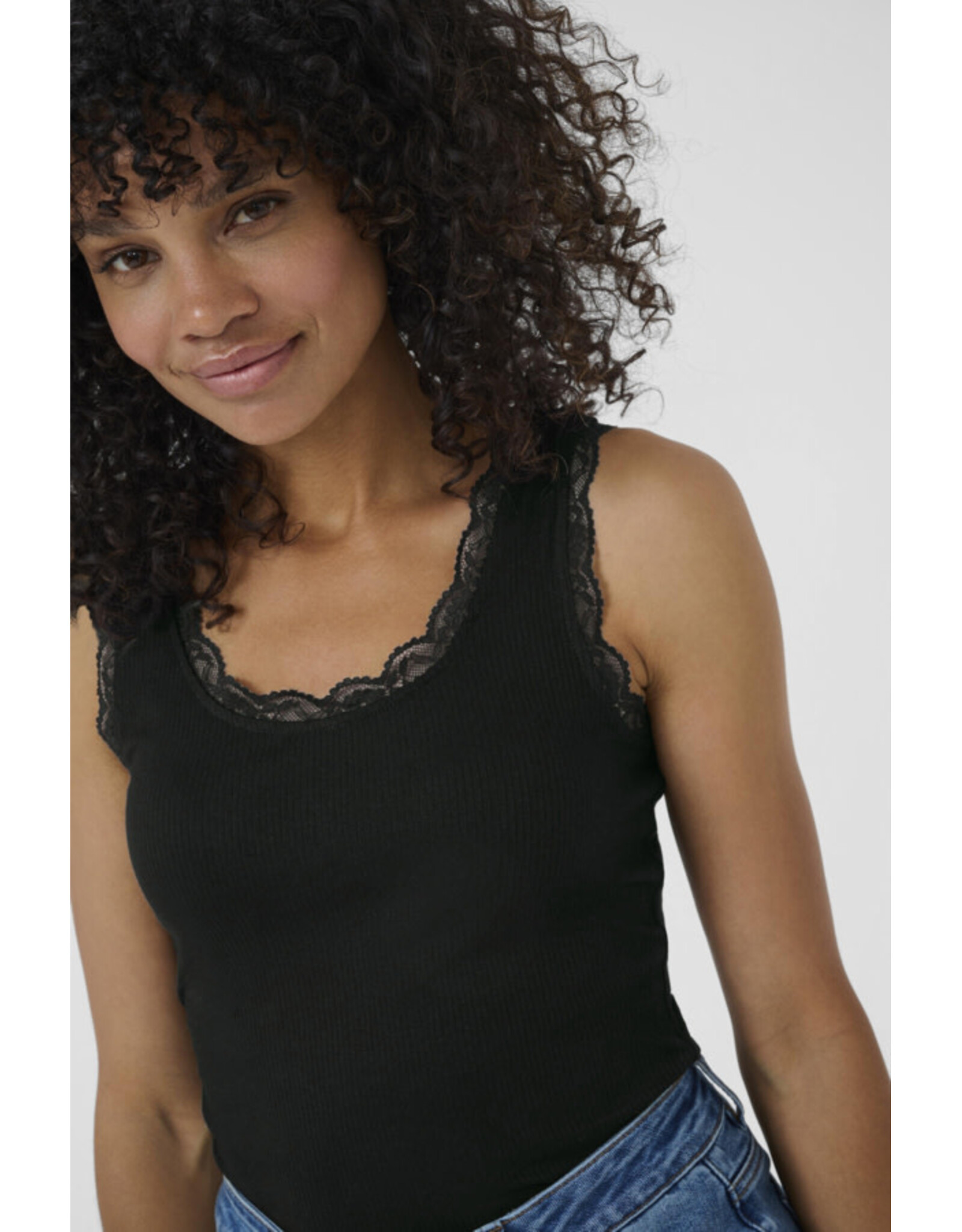Kaffe Kaffe - Omi Lace Trim Tank (Black Deep)