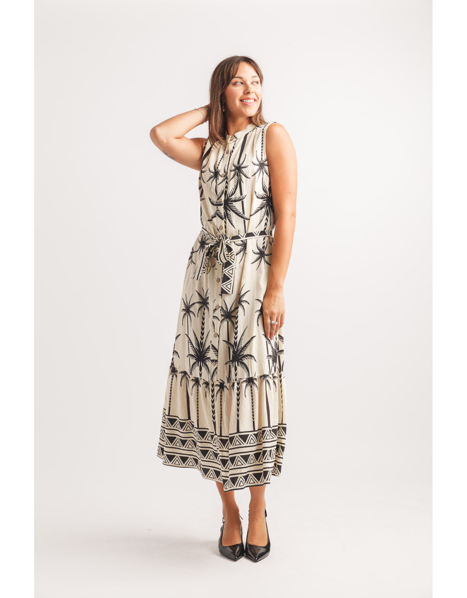 Papillon Papillon - Palm Tree Print Shirt Dress (Cream)