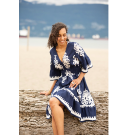 Papillon Papillon - Boho Print V Neck Dress (Navy)