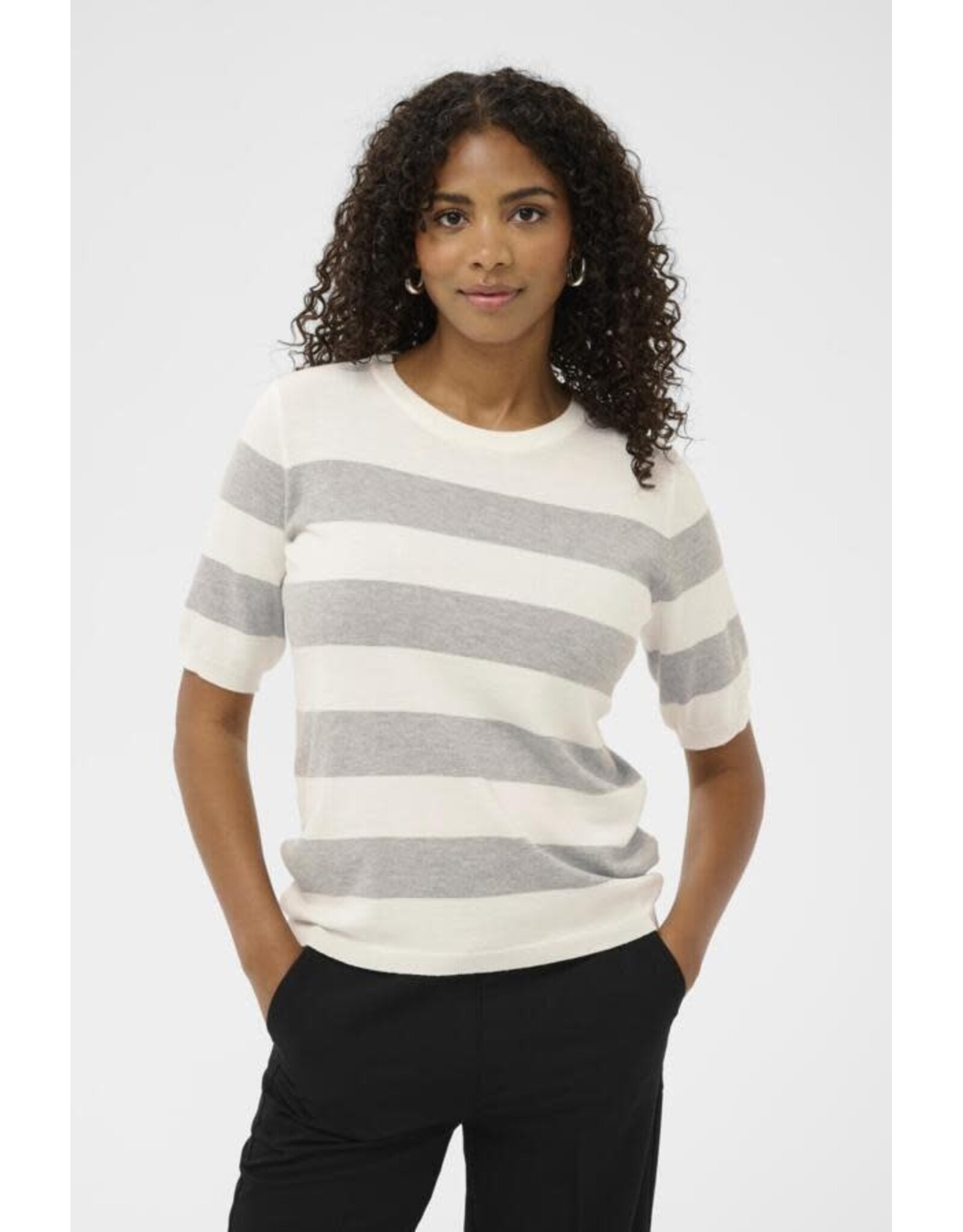 Kaffe Kaffe - Lizza stripe (Chalk / Light Grey)