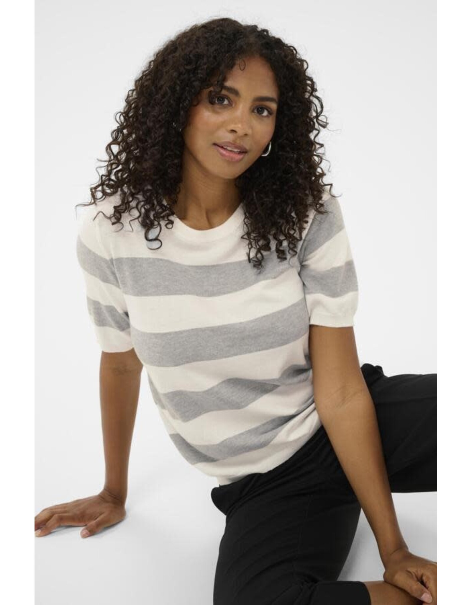 Kaffe Kaffe - Lizza stripe (Chalk / Light Grey)