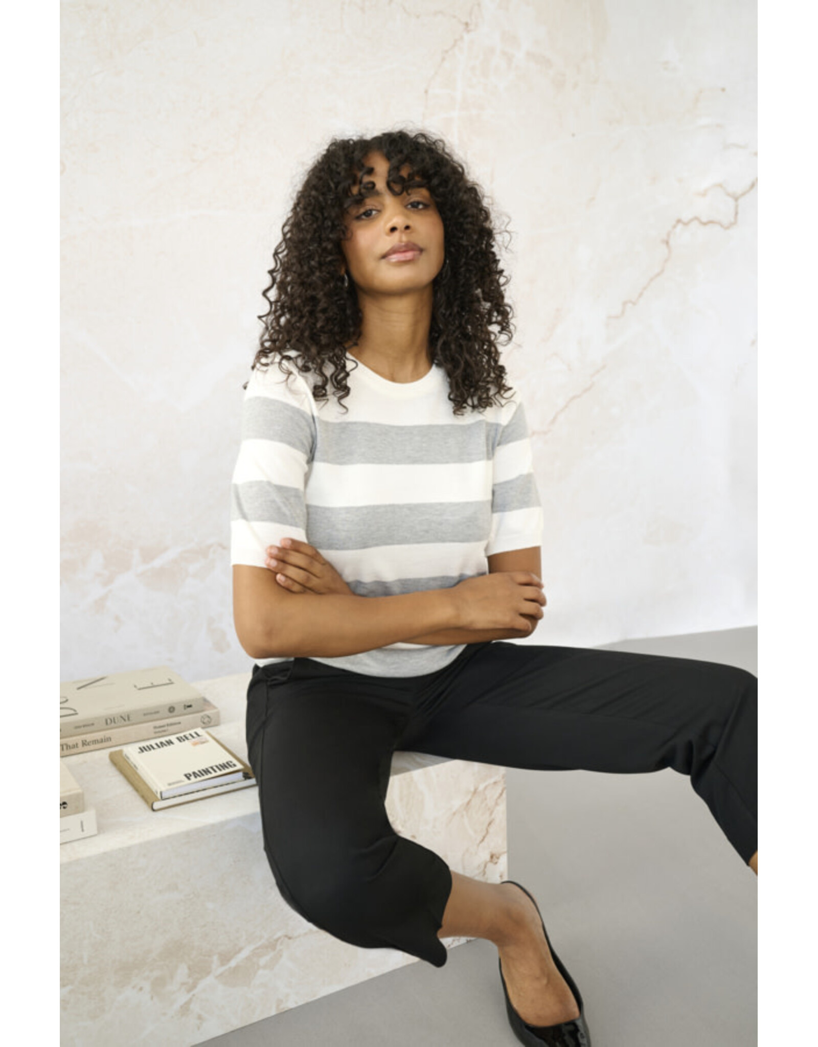 Kaffe Kaffe - Lizza stripe (Chalk / Light Grey)