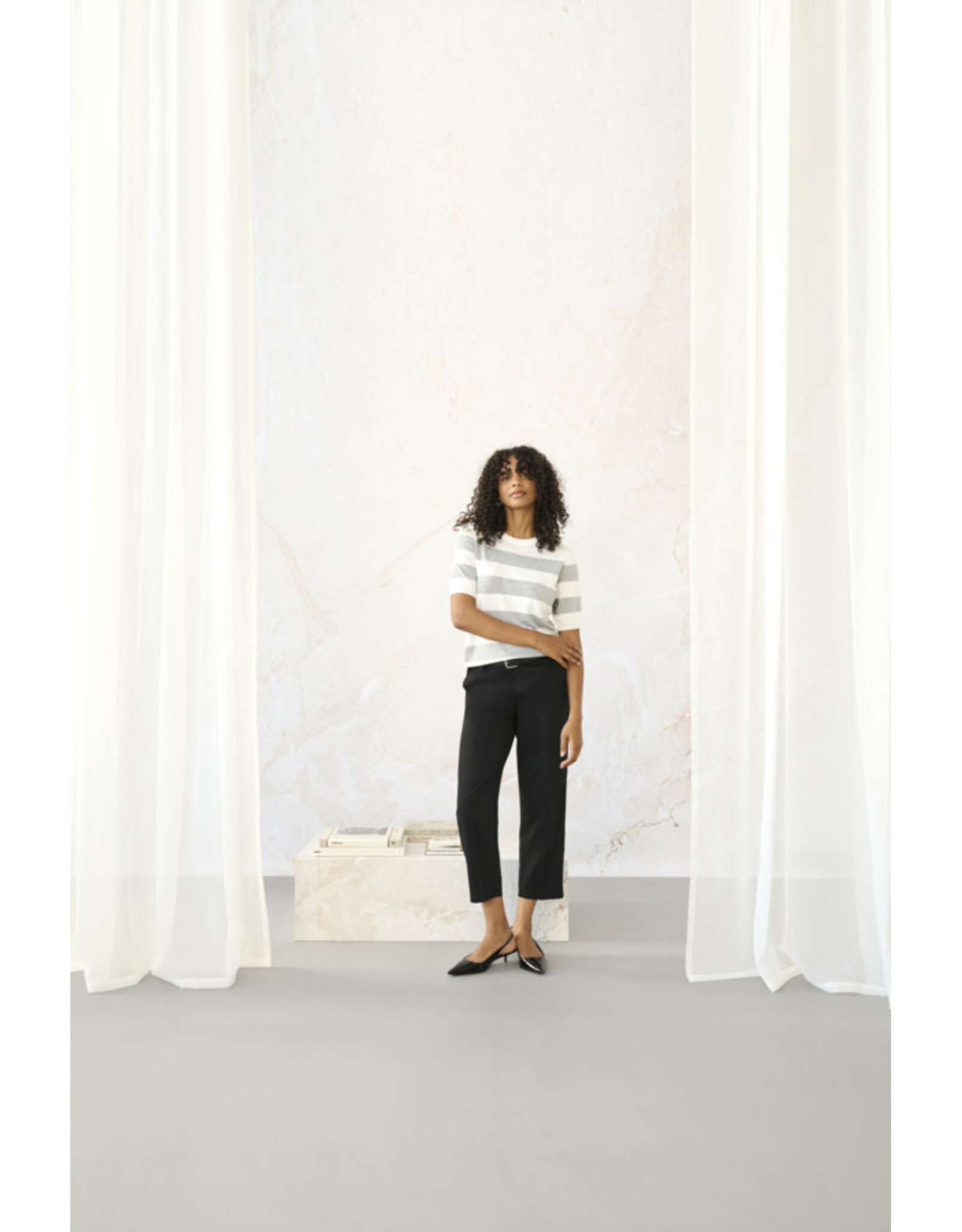 Kaffe Kaffe - Lizza stripe (Chalk / Light Grey)