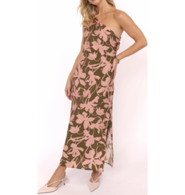 Sadie & Sage Sadie & Sage - My Dearest One Shoulder Drapey Midi Dress (Olive Pink)