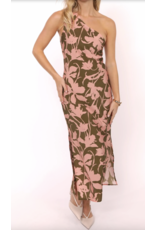 Sadie & Sage Sadie & Sage - My Dearest One Shoulder Drapey Midi Dress (Olive Pink)