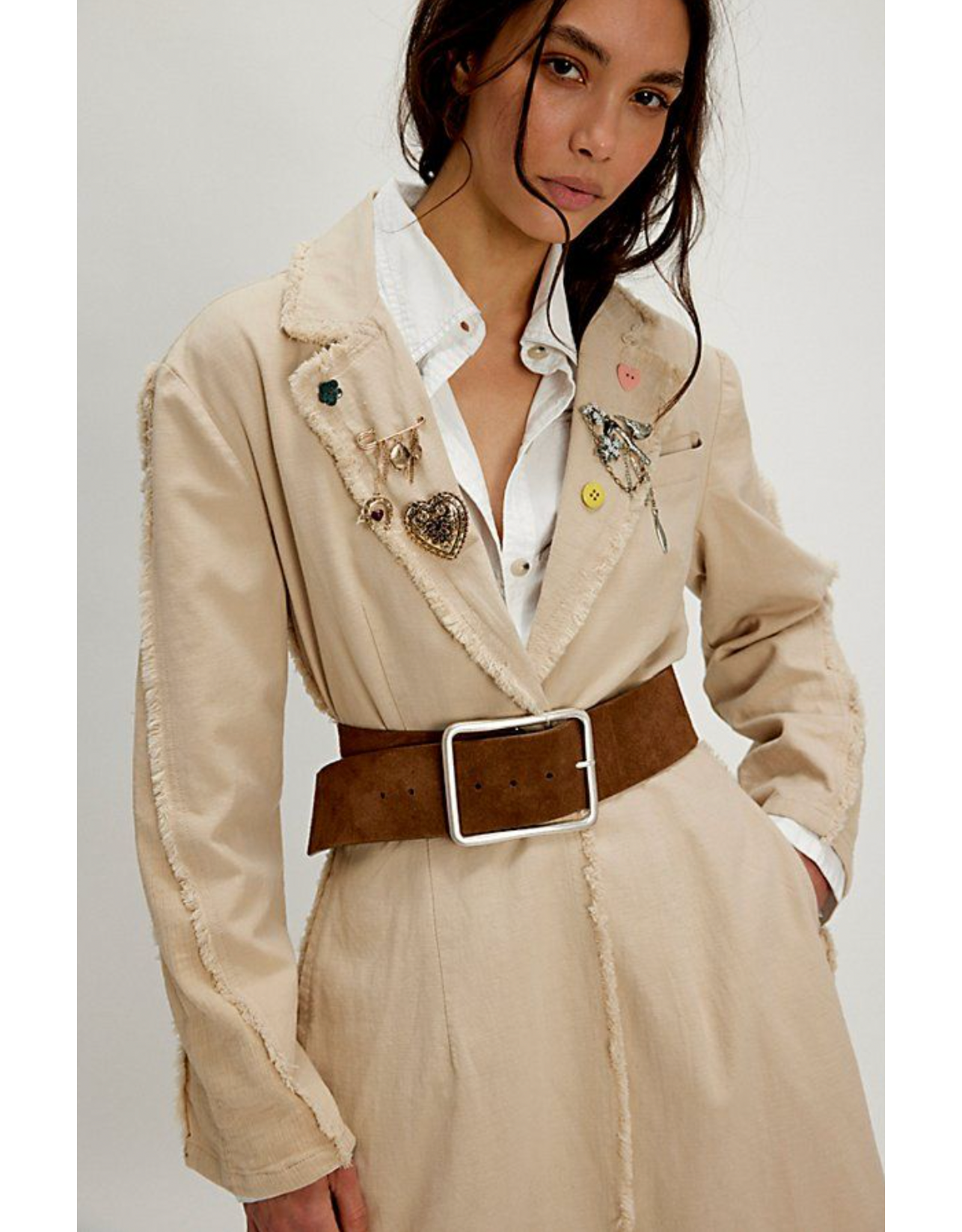 Free people Free People - Suede Hex Hip Belt (Coconut Shell)