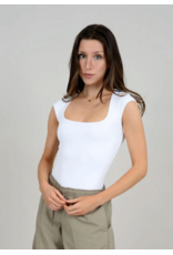 RD Style RD Style - Tiara Rib Rounded Square Neck Bodysuit (White)