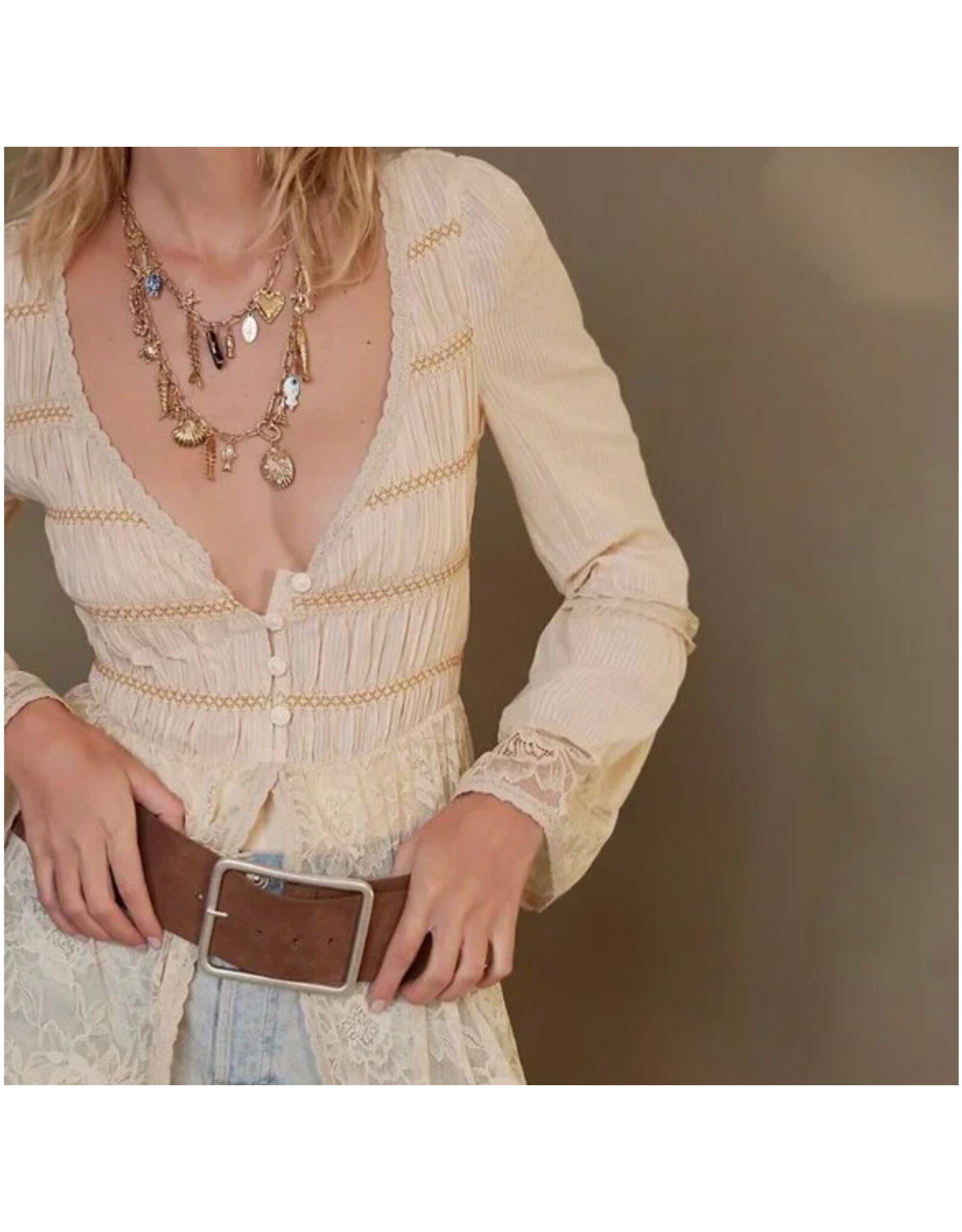 Free people Free People - Suede Hex Hip Belt (Coconut Shell)