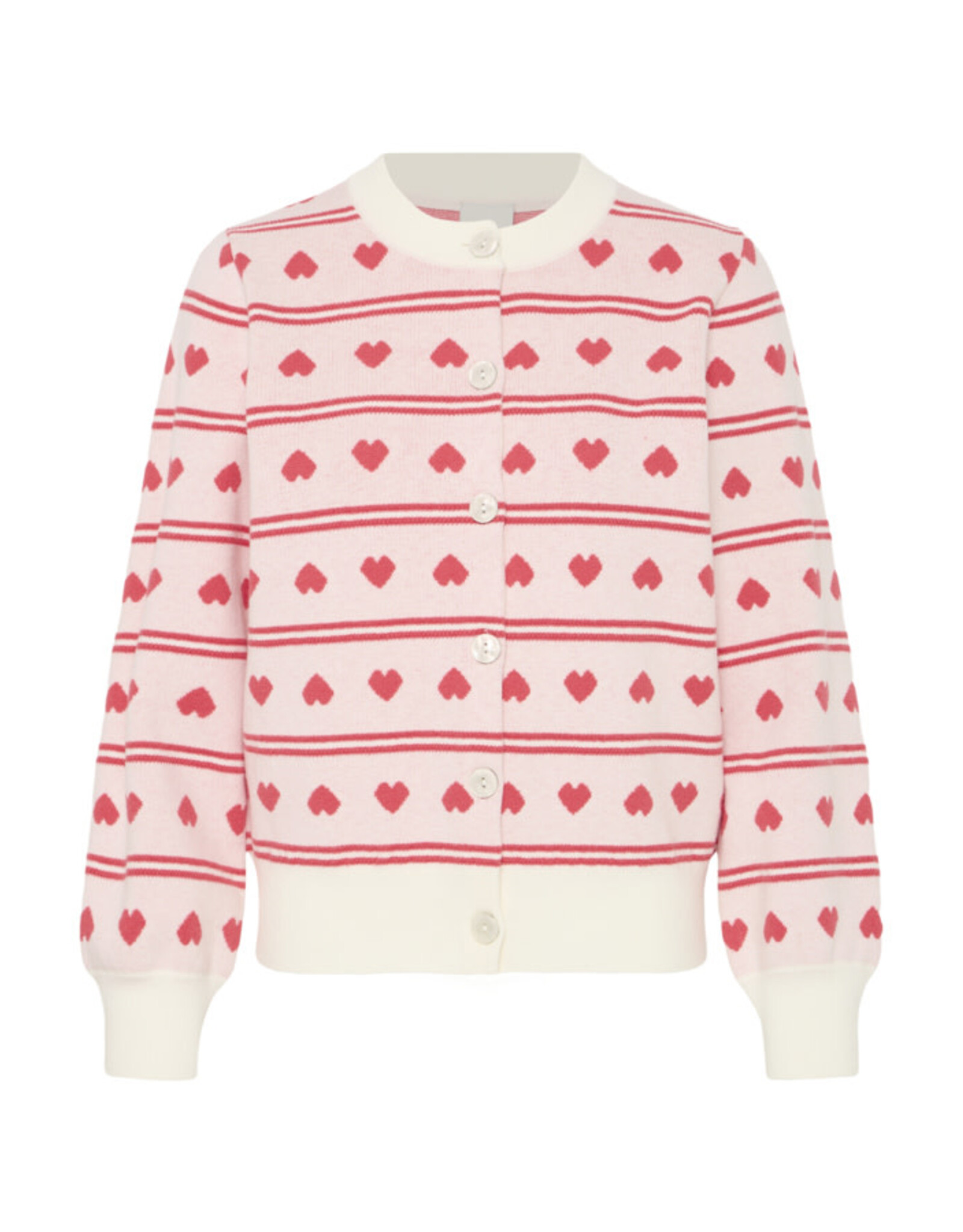 ICHI ICHI - Brielle Heart Print Cardigan (Birch / Pink)
